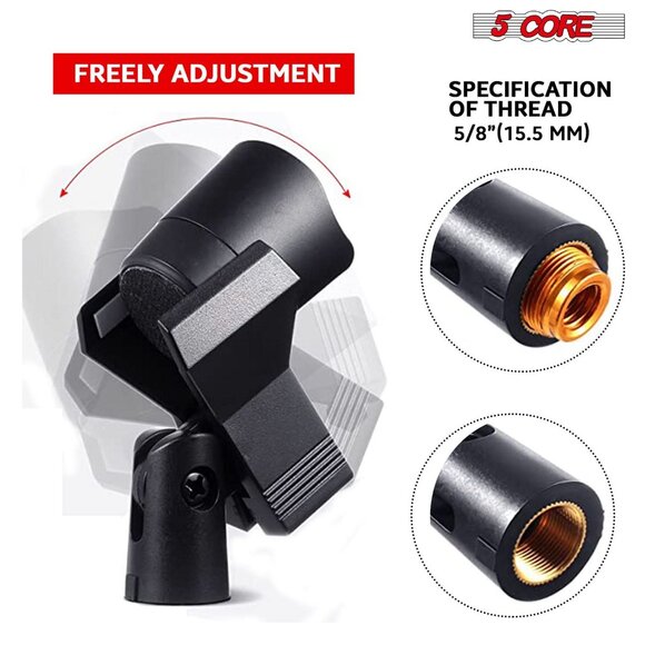 5 Core Microphone Clip Holder 6 Pieces with Screw Adapters 5/8 to 3/8 Inch - Picture 4 of 6